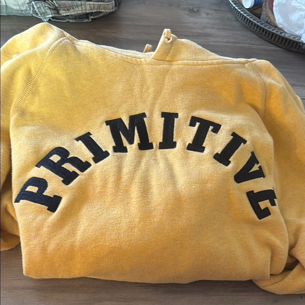 Primitive Mustard Sweatshirt with Black Lettering
